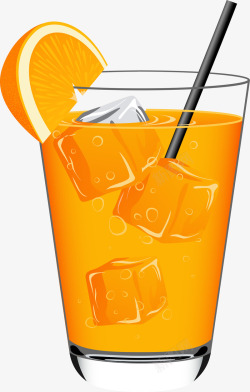橙色冰块果汁素材