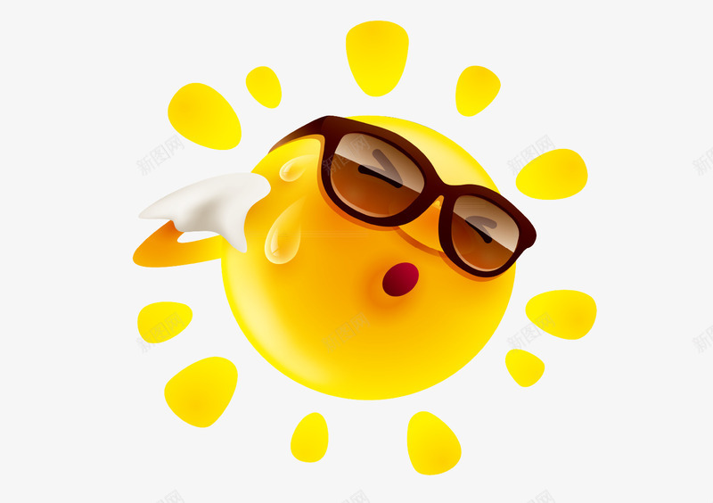 带眼镜的太阳png免抠素材_新图网 https://ixintu.com 带眼镜的太阳 热 黄色卡通太阳