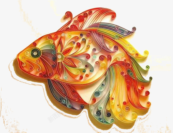 绚丽的衍纸年年有鱼png免抠素材_新图网 https://ixintu.com 创意 华美 绚丽 色彩 衍纸 鱼