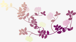 紫色藤蔓手绘花纹国庆素材