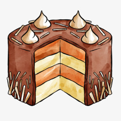水彩风手绘生日巧克力芝士蛋糕素矢量图素材