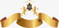 金色质感丝带皇冠矢量图素材