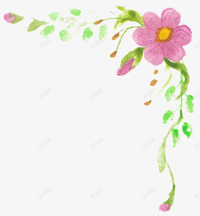 粉色花朵藤蔓边框png免抠素材_新图网 https://ixintu.com 创意 粉色花朵 花卉 花边 藤蔓 装饰 边框