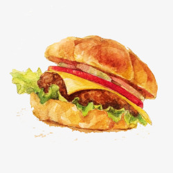 黄油汉堡包手绘画片素材