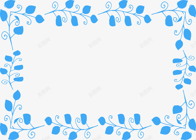 天蓝色树叶相框png免抠素材_新图网 https://ixintu.com 树叶花藤 树叶边框 矢量png 蓝色花藤 藤蔓 藤蔓植物