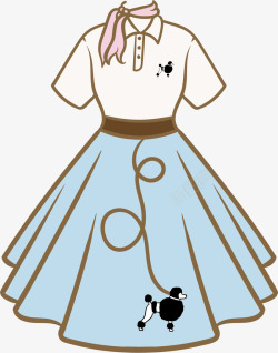 小狗裙子天蓝色卡通裙子高清图片