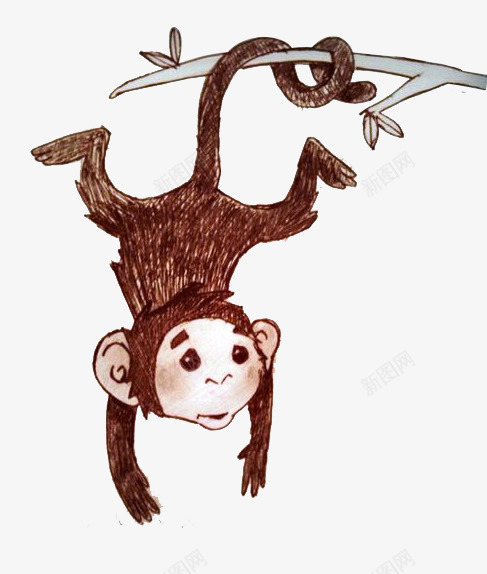 猴子爬树png免抠素材_新图网 https://ixintu.com 倒立 免抠PNG 卡通 可爱 爬树 猴子 猴子爬树 绿叶 藤蔓