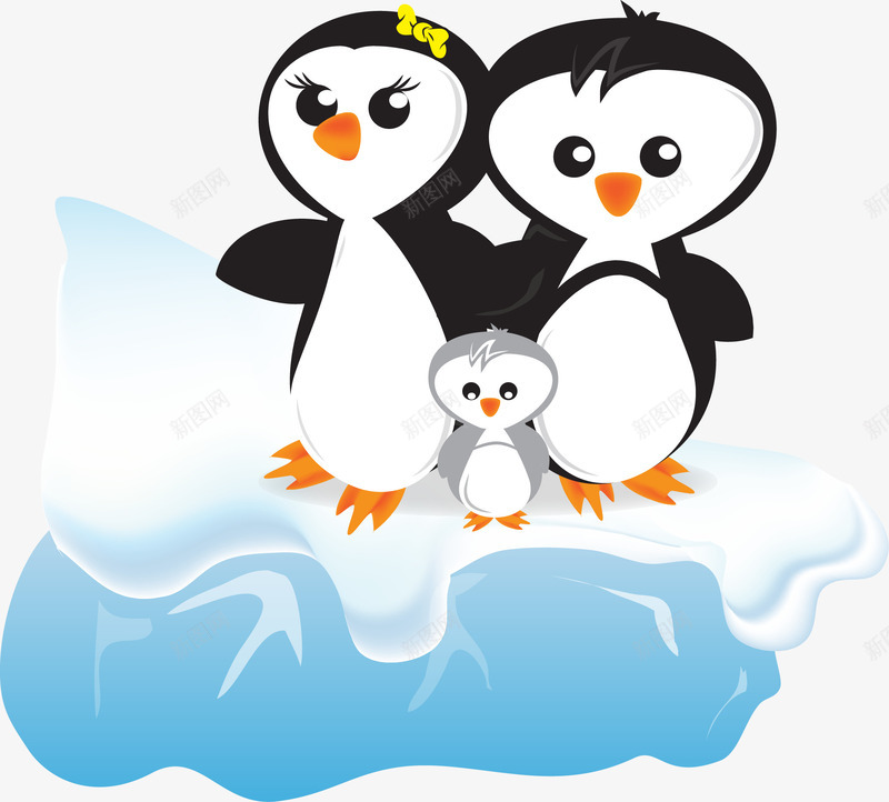 企鹅家庭冰块矢量图eps免抠素材_新图网 https://ixintu.com 企鹅 企鹅家庭 冰块 矢量图