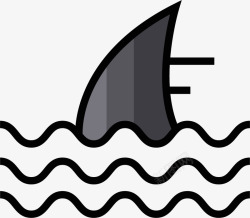 鲨鱼鳍危险海域图标矢量图高清图片