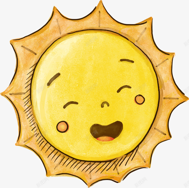黄色水彩微笑太阳png免抠素材_新图网 https://ixintu.com 5月8号 世界微笑日 幸福 开心 微笑太阳 笑容 黄色太阳