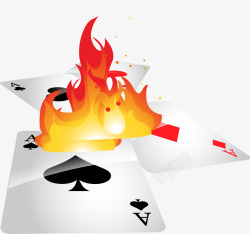 娱乐道具燃烧的扑克牌矢量图高清图片