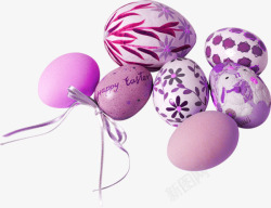 印花鸡蛋紫色彩蛋染色鸡蛋案实拍高清图片