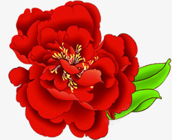 中秋节手绘红花绿叶子素材