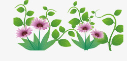 彩绘绿色植物紫色花朵高清图片