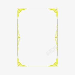 黄色线条印花边框竖框素材