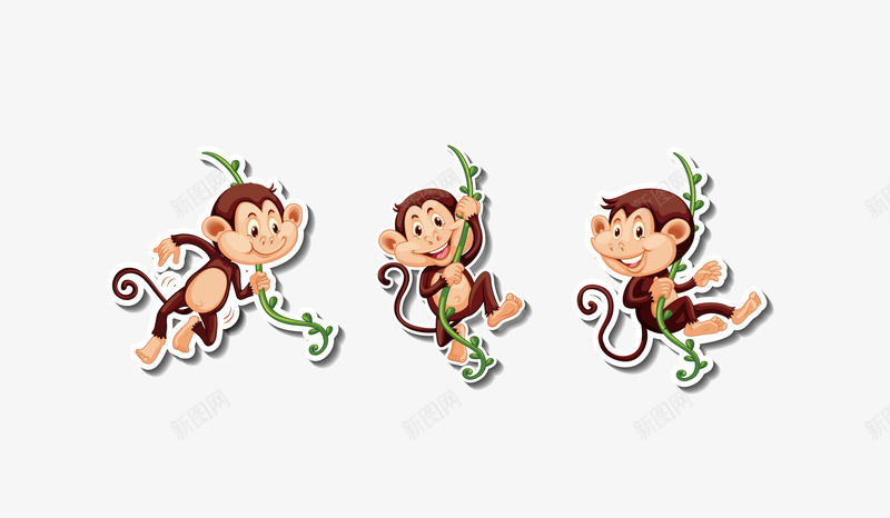 猴子爬树png免抠素材_新图网 https://ixintu.com 动物 卡通 手绘 猴子 猴子爬树 藤蔓