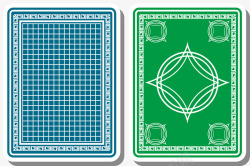 蓝绿色四角星印花扑克牌素材