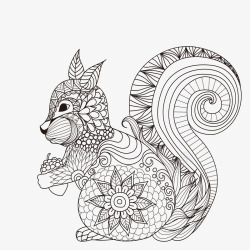 艺术动物模型松鼠绘画花纹松鼠矢量图高清图片