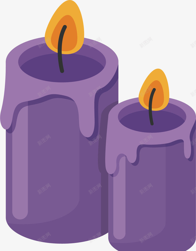 紫色的蜡烛矢量图ai免抠素材_新图网 https://ixintu.com 卡通手绘 唯美 火焰 照明 紫色 蜡烛 矢量图