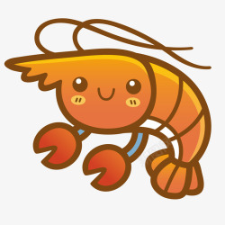 黄色大虾创意手绘矢量图素材