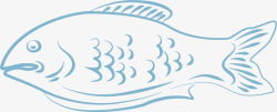 线条海鱼蓝色线条可爱小鱼高清图片