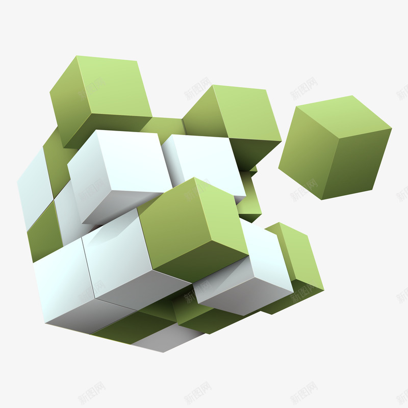 卡通几何立体方块抠图png免抠素材_新图网 https://ixintu.com 免抠图 几何方块 抠图 插画 立体方块 绿色 装饰画