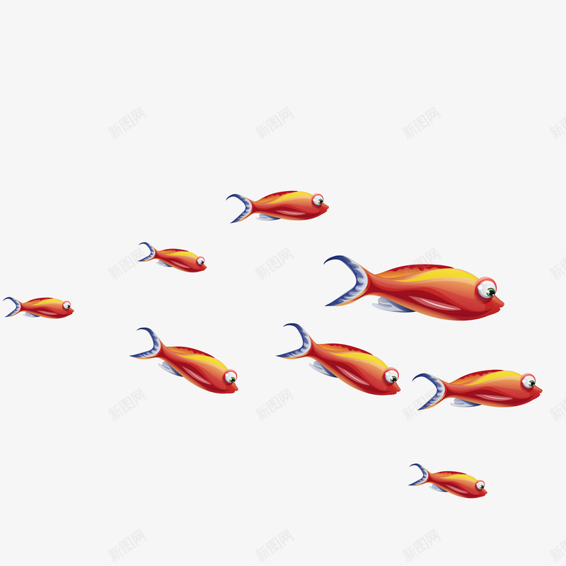 卡通海底的鱼群png免抠素材_新图网 https://ixintu.com 动物设计 卡通 水里 海底 海洋 鱼群