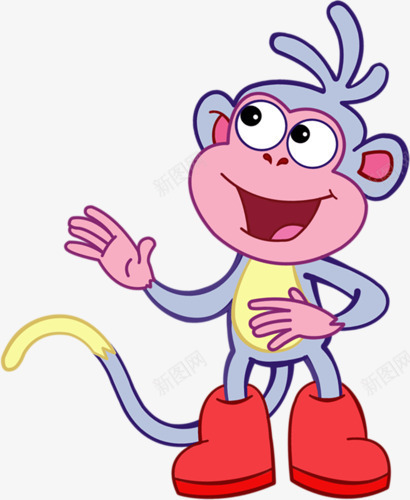 卡通绘画穿红鞋子的猴子png免抠素材_新图网 https://ixintu.com 卡通 猴子 绘画 鞋子