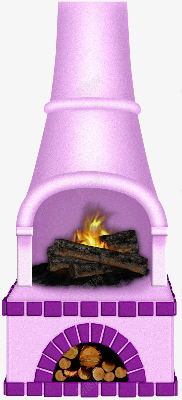 一个火炉png免抠素材_新图网 https://ixintu.com 手绘 火焰 烟囱 紫色