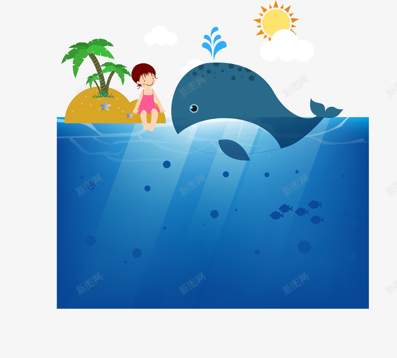 海洋鲸鱼岛图标大小女孩岛矢量图ai_新图网 https://ixintu.com 小女孩 岛 海洋 鲸鱼 矢量图