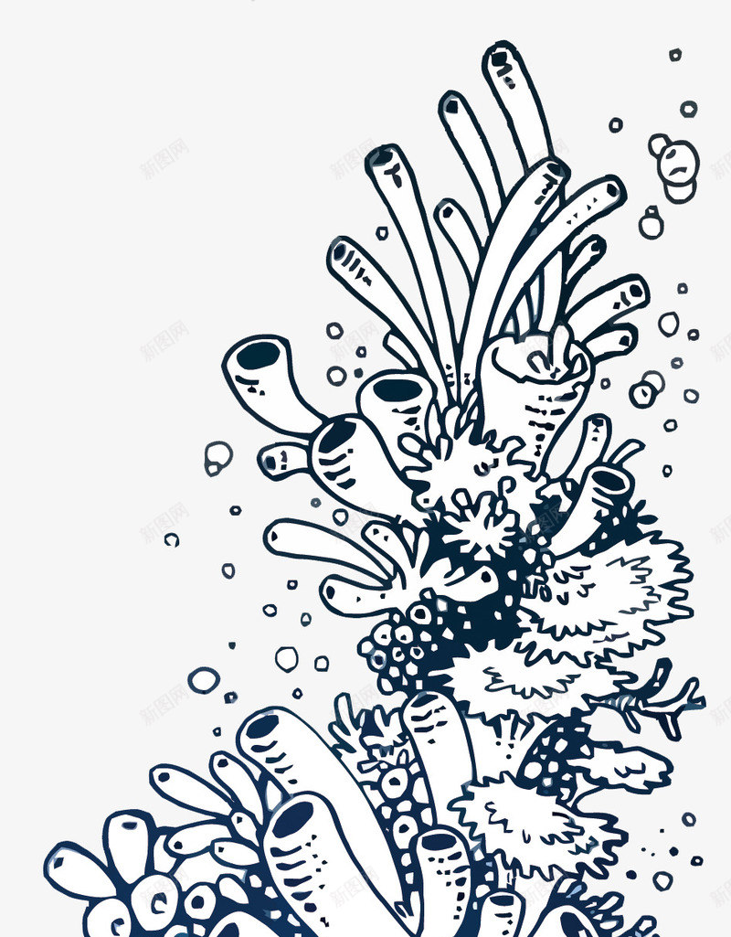 珊瑚png免抠素材_新图网 https://ixintu.com 卡通 大海 手绘 气泡 海洋 珊瑚 矢量珊瑚