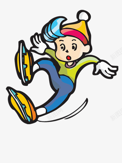 滑冰的小男孩png免抠素材_新图网 https://ixintu.com 人物 卡通 色彩 运动