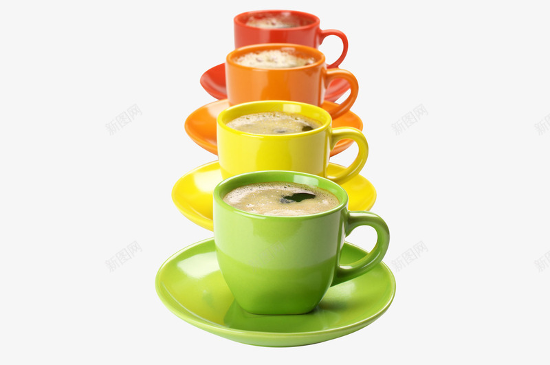 一排彩色咖啡杯png免抠素材_新图网 https://ixintu.com 产品实物 咖啡杯 彩色杯子 杯子 渐变色彩杯子 马克杯