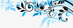 蓝色藤蔓花纹手绘欧式花纹素材