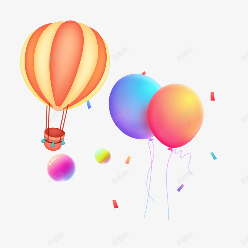 色彩气球png免抠素材_新图网 https://ixintu.com 卡通 唯美 彩色 放飞 气球 氢气球 飘逸 飘零