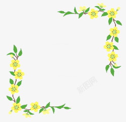 手绘黄色小花朵花藤图案装饰素材