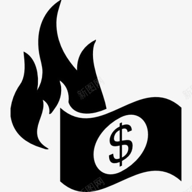 美元纸币燃烧图标图标