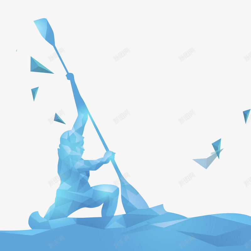 划船雕塑png免抠素材_新图网 https://ixintu.com 人像 划船 姿势 手绘 散落 海洋 立体 船桨 蓝色