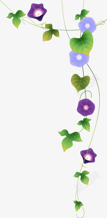 紫色花装饰png免抠素材_新图网 https://ixintu.com 绿色 藤条 装饰图案