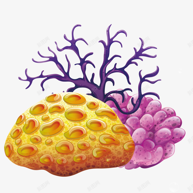 珊瑚花png免抠素材_新图网 https://ixintu.com 大海 海洋 装饰 黄色