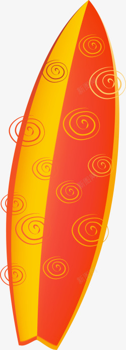橙色卡通冲浪板素材