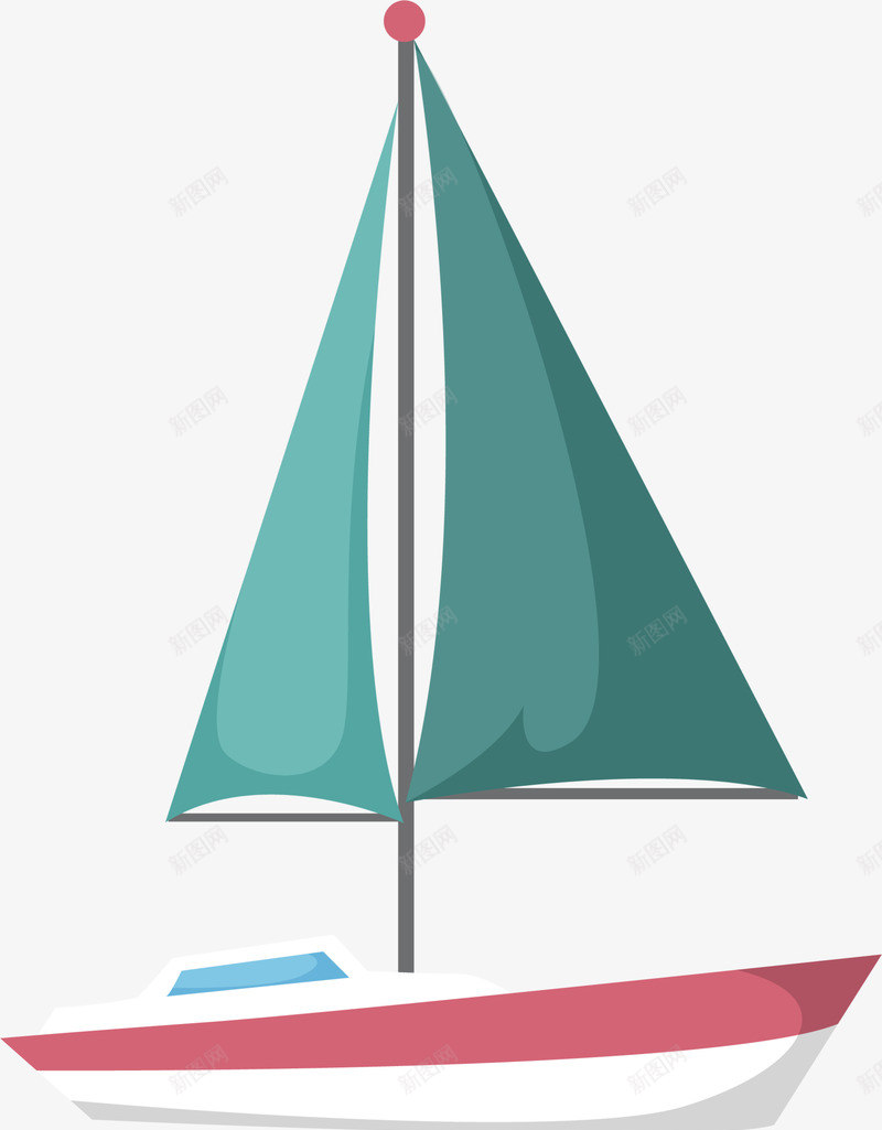 世界海洋日白色帆船png免抠素材_新图网 https://ixintu.com 一条船 一艘船 世界海洋日 海上航行 白色帆船 绿色船帆