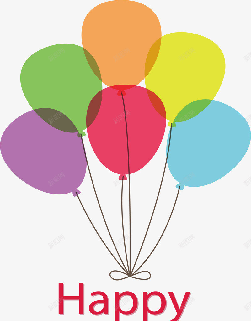 一束彩色气球矢量图eps免抠素材_新图网 https://ixintu.com 庆祝生日 彩色气球 气球 气球束 生日快乐 矢量png 矢量图