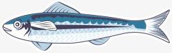 深海鱼卡通蓝色扁平卡通小鱼高清图片