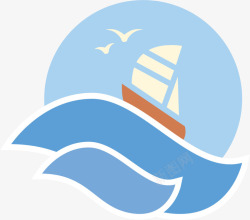 大海标签大海帆船蓝色标签高清图片