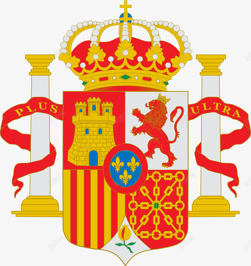 西班牙皇冠png免抠素材_新图网 https://ixintu.com 卡通 城墙 柱子 皇冠
