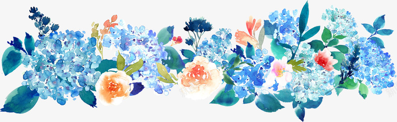 蓝色花卉png免抠素材_新图网 https://ixintu.com 卡通 叶子 手绘 橘红色的 花卉 花朵 蓝色的 藤条