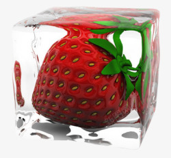 草莓冰块素材