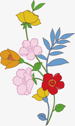 叶片印花花卉图案矢量图高清图片