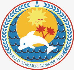 夏日图章白色的小海豚矢量图高清图片